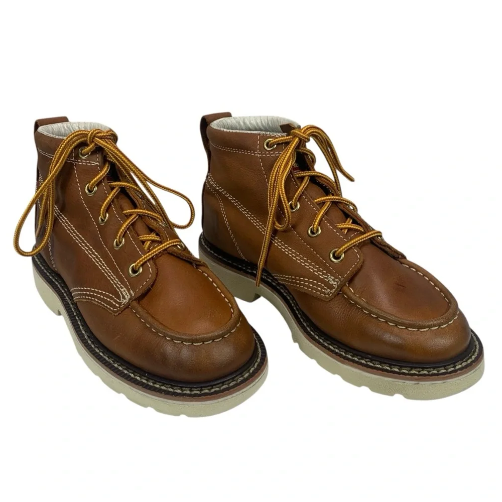Thorogood Youth 4.5M‎ Moc Toe Leather Work Boots Brown Wedge Sole 2017